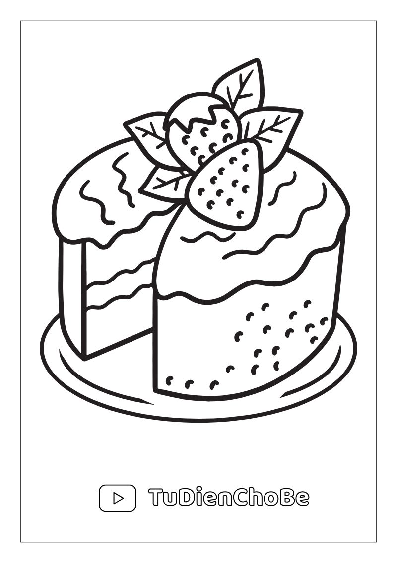 Tranh tô màu Bánh Sinh Nhật cho bé, hình bánh kem dễ thương với nến và trang trí xinh xắn, miễn phí tải về
