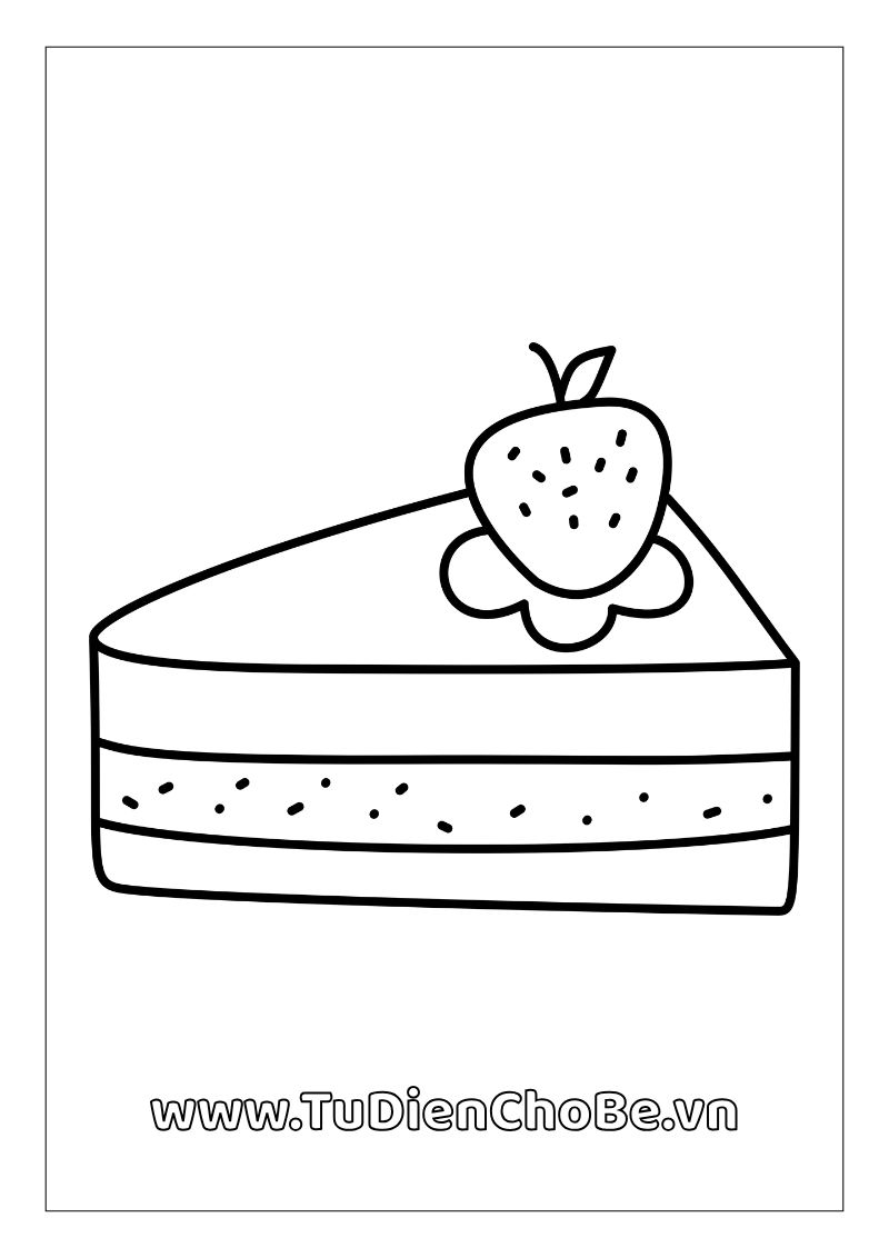 Tranh tô màu Bánh Sinh Nhật cho bé, hình bánh kem dễ thương với nến và trang trí xinh xắn, miễn phí tải về