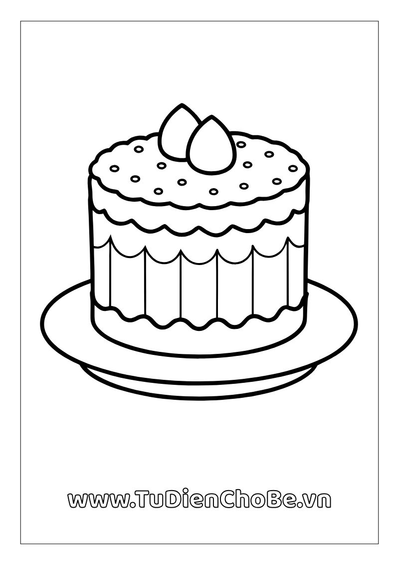 Tranh tô màu Bánh Sinh Nhật cho bé, hình bánh kem dễ thương với nến và trang trí xinh xắn, miễn phí tải về