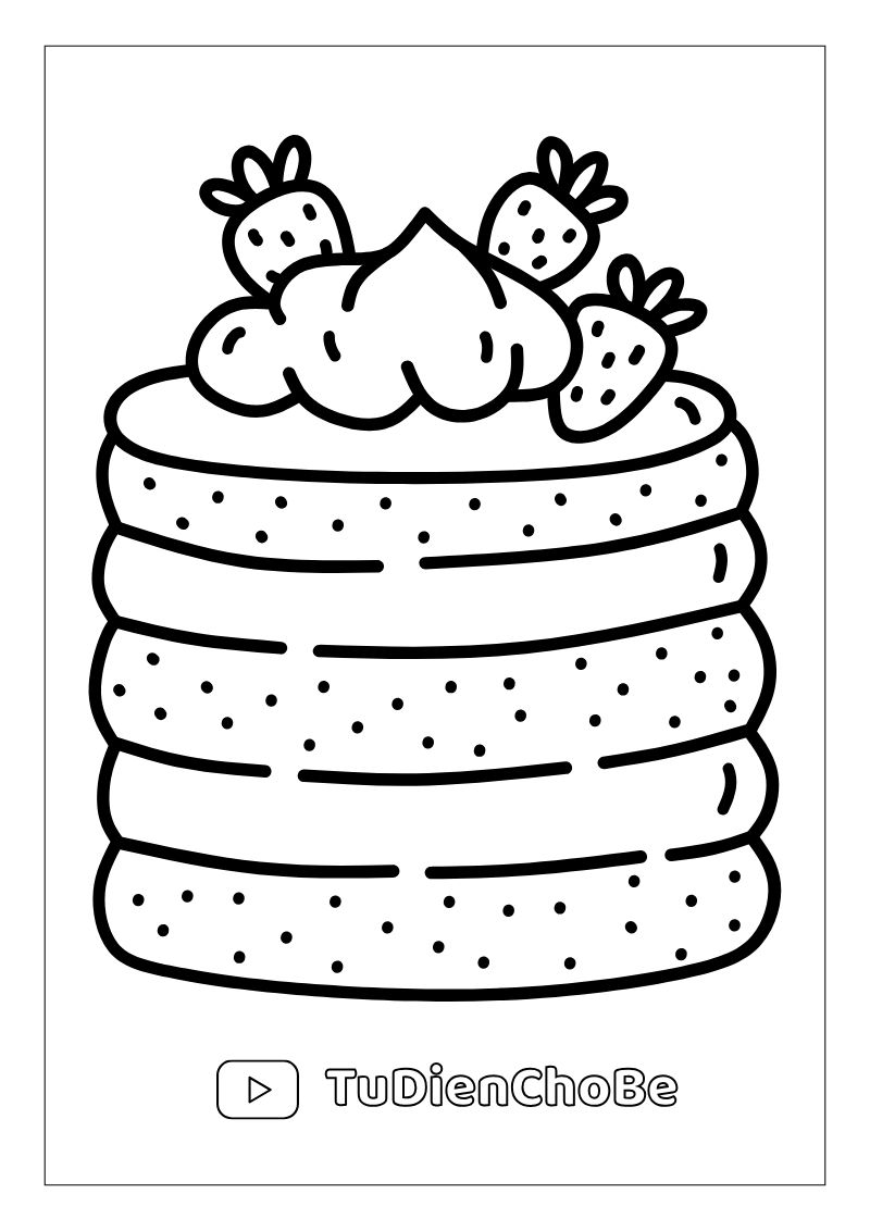 Tranh tô màu Bánh Sinh Nhật cho bé, hình bánh kem dễ thương với nến và trang trí xinh xắn, miễn phí tải về