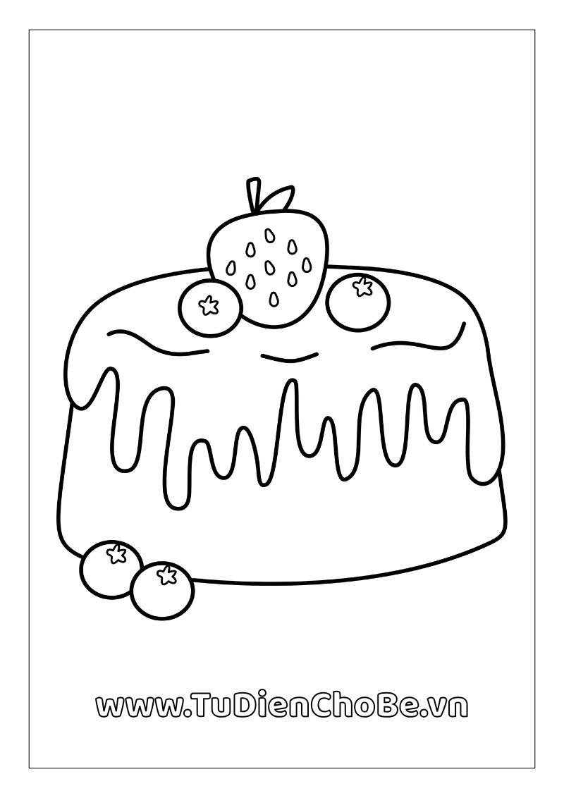 Tranh tô màu Bánh Sinh Nhật cho bé, hình bánh kem dễ thương với nến và trang trí xinh xắn, miễn phí tải về