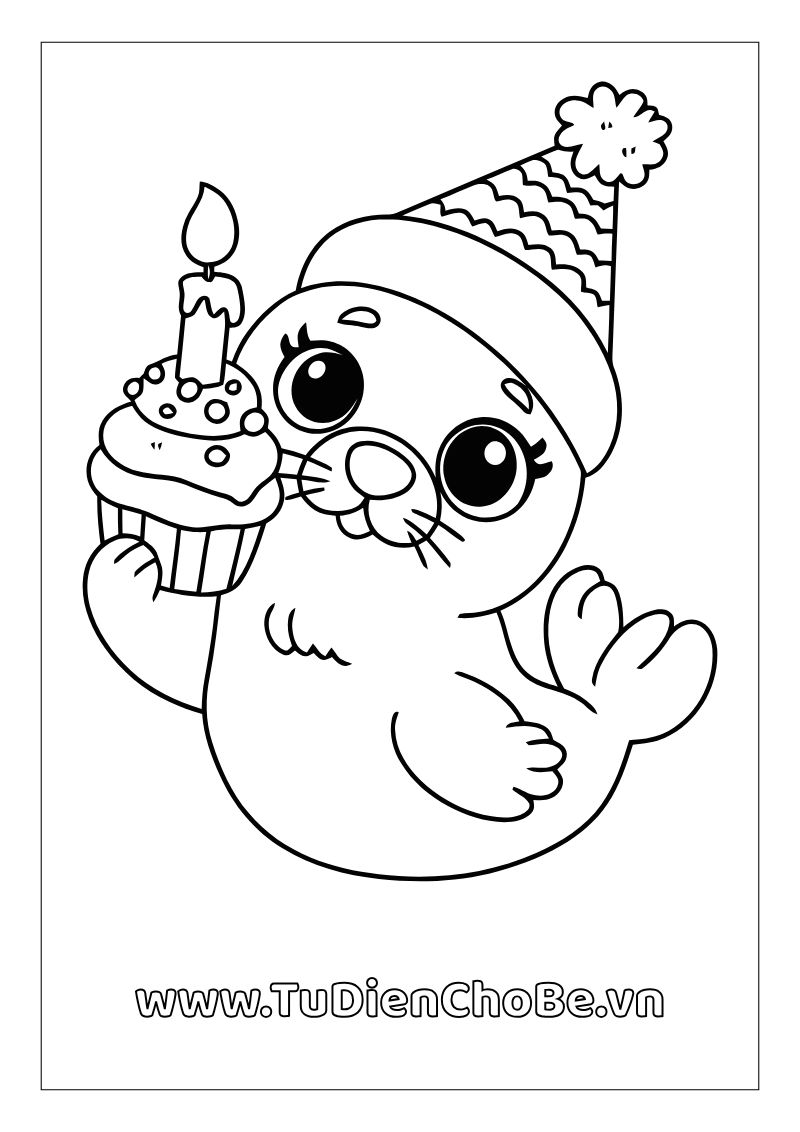 Tranh tô màu Bánh Sinh Nhật cho bé, hình bánh kem dễ thương với nến và trang trí xinh xắn, miễn phí tải về