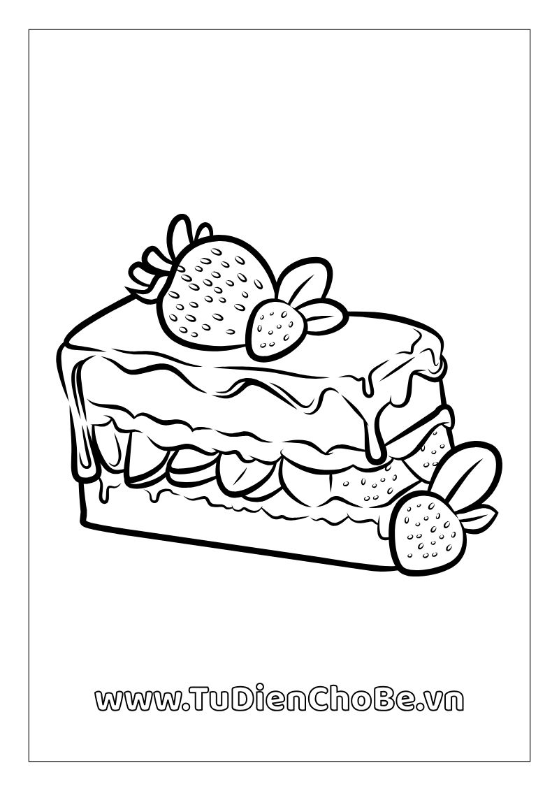 Tranh tô màu Bánh Sinh Nhật cho bé, hình bánh kem dễ thương với nến và trang trí xinh xắn, miễn phí tải về