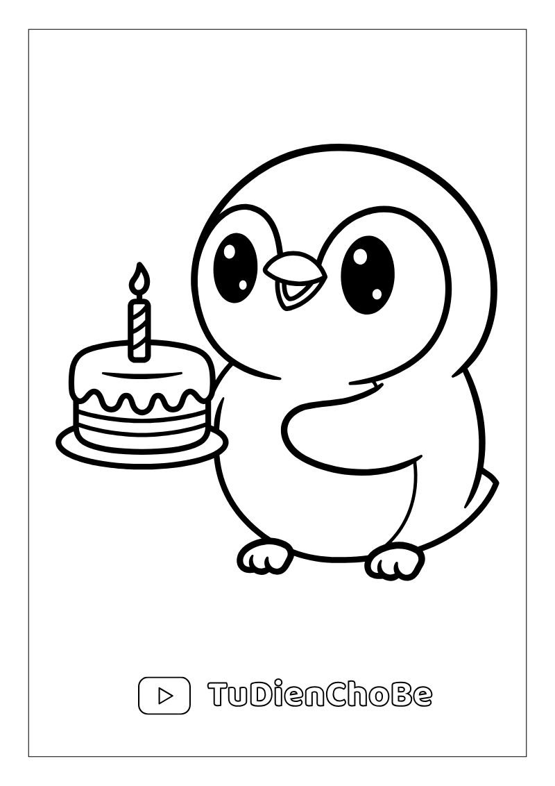 Tranh tô màu Bánh Sinh Nhật cho bé, hình bánh kem dễ thương với nến và trang trí xinh xắn, miễn phí tải về