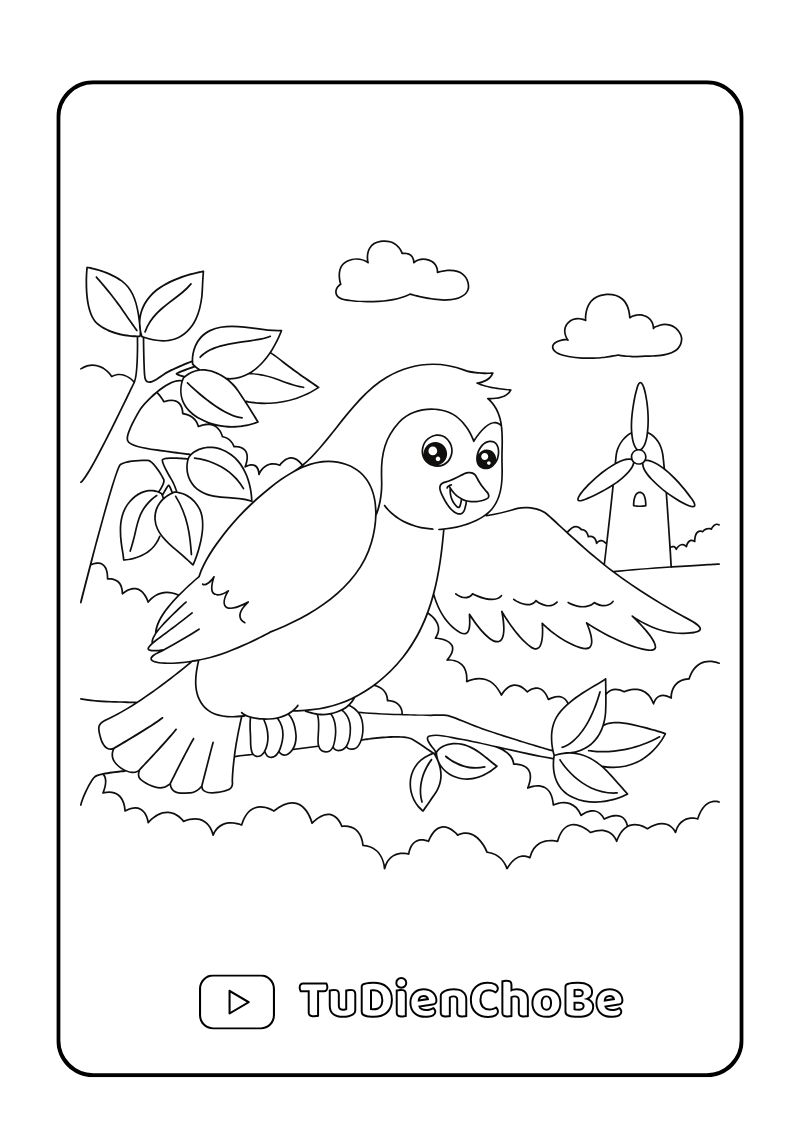 Tranh tô màu các loài chim cho bé, hình vẽ chim dễ thương, rõ nét, miễn phí tải về