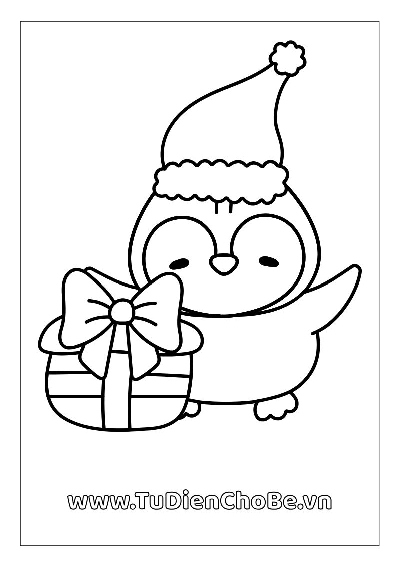 Tranh tô màu chim cánh cụt dễ thương cho bé, hình vẽ rõ nét, dễ tô màu, miễn phí tải về