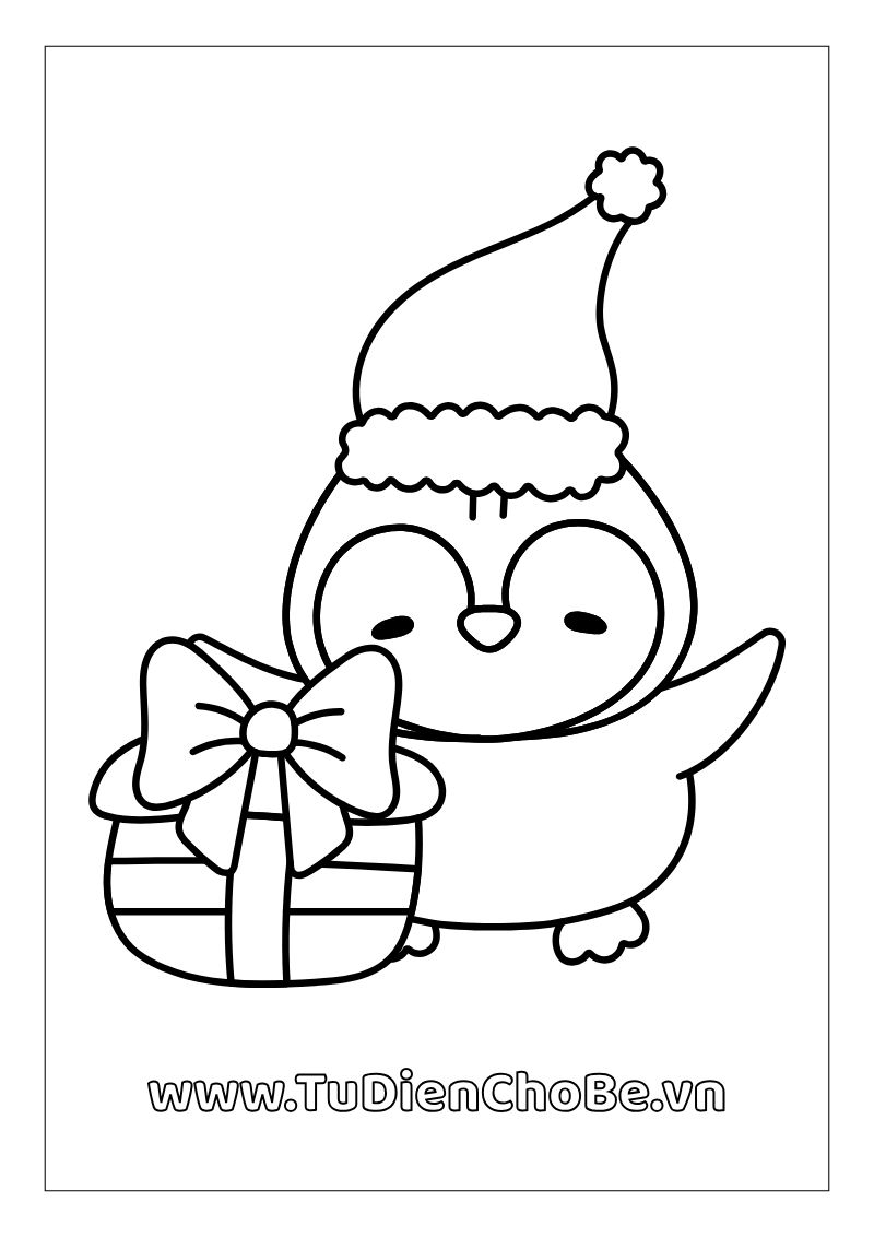 Tranh tô màu chim cánh cụt dễ thương cho bé, hình vẽ rõ nét, dễ tô màu, miễn phí tải về