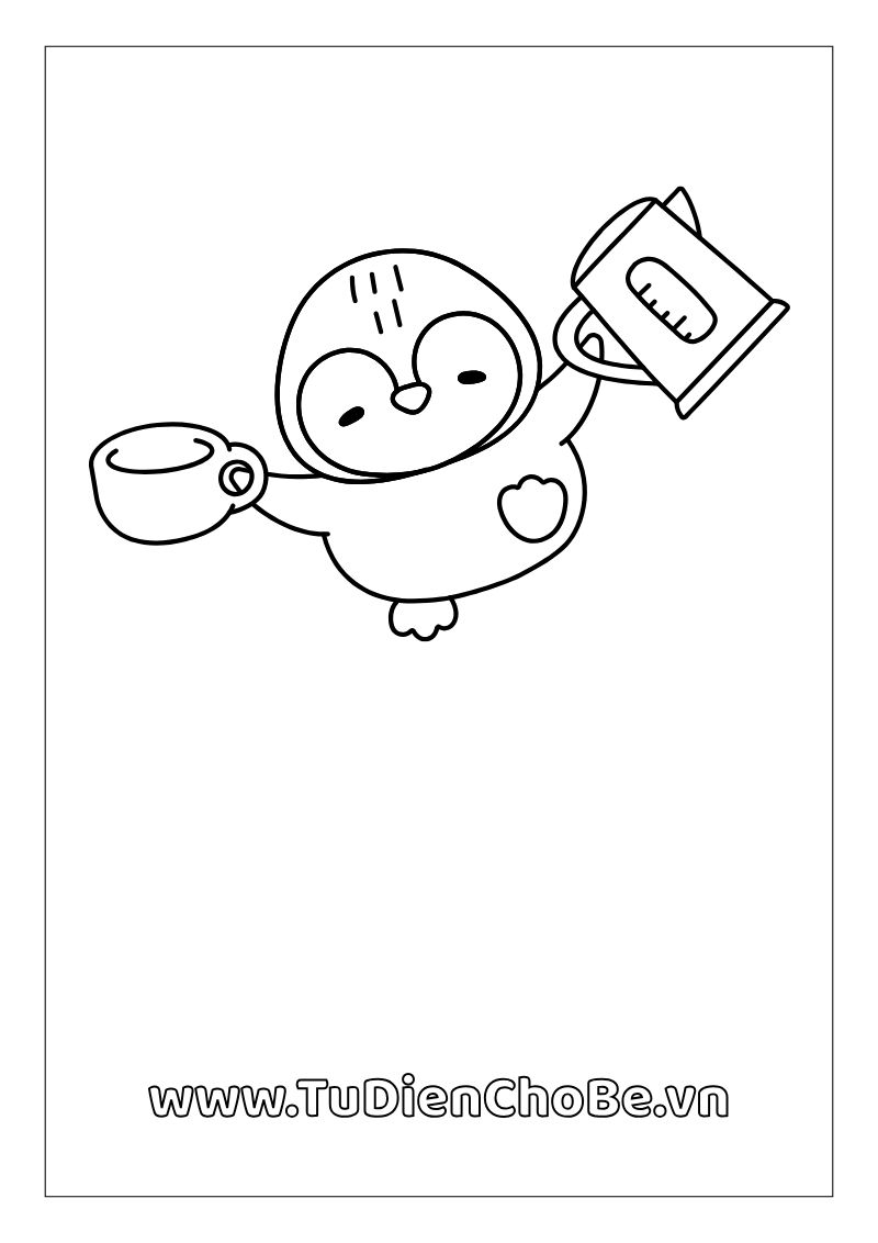 Tranh tô màu chim cánh cụt dễ thương cho bé, hình vẽ rõ nét, dễ tô màu, miễn phí tải về