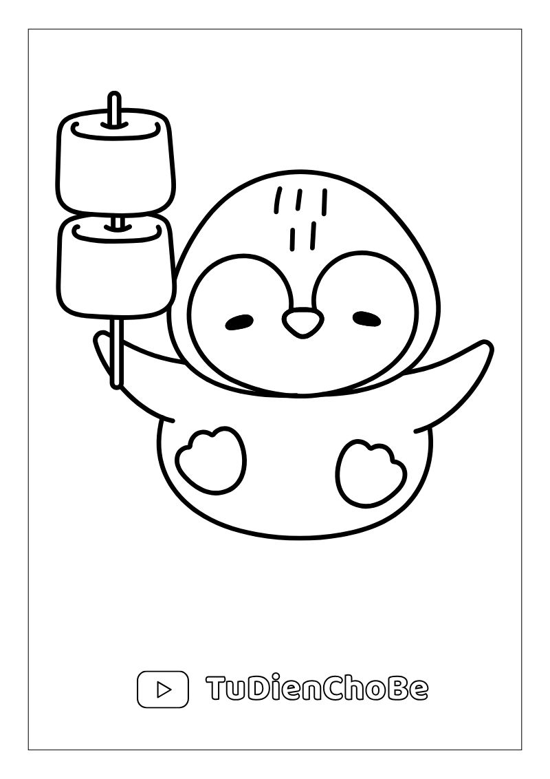 Tranh tô màu chim cánh cụt dễ thương cho bé, hình vẽ rõ nét, dễ tô màu, miễn phí tải về