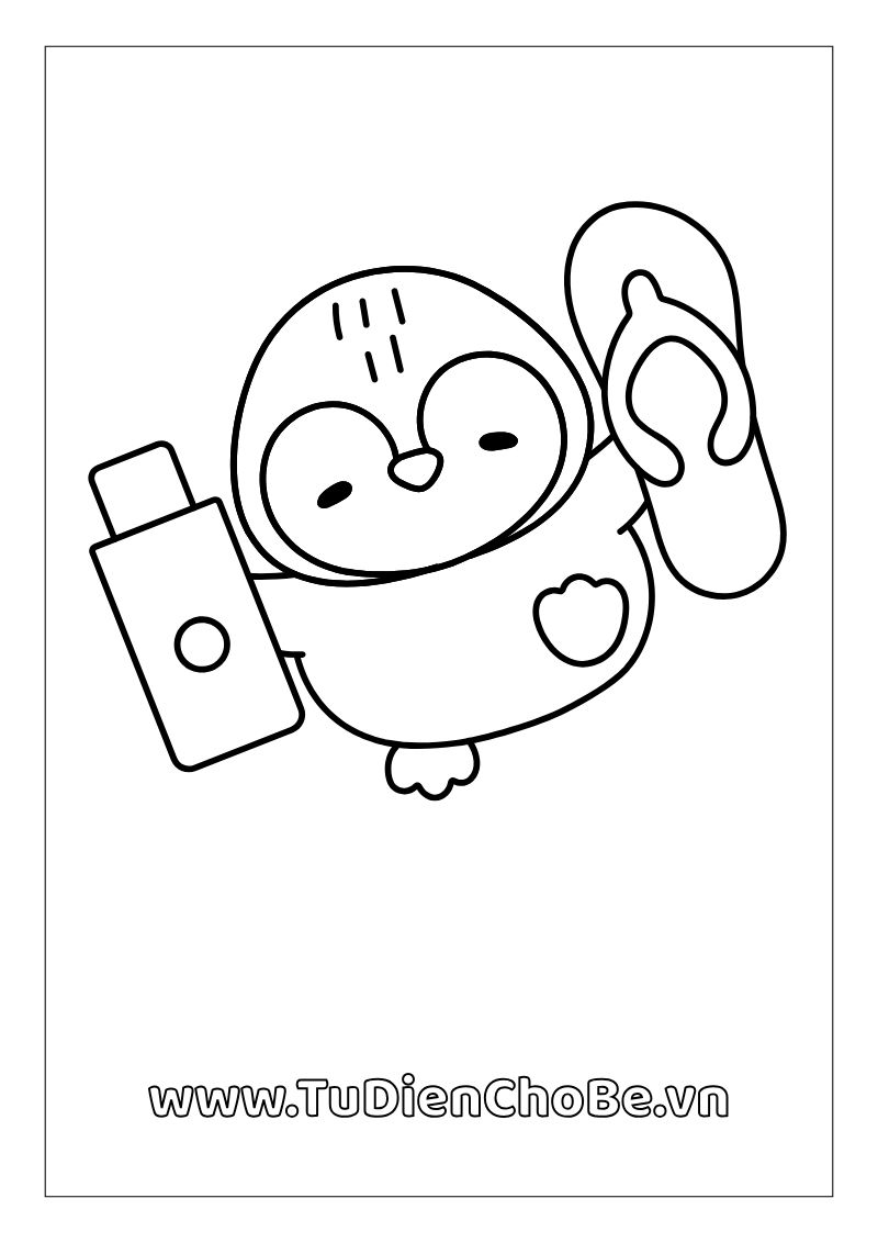 Tranh tô màu chim cánh cụt dễ thương cho bé, hình vẽ rõ nét, dễ tô màu, miễn phí tải về