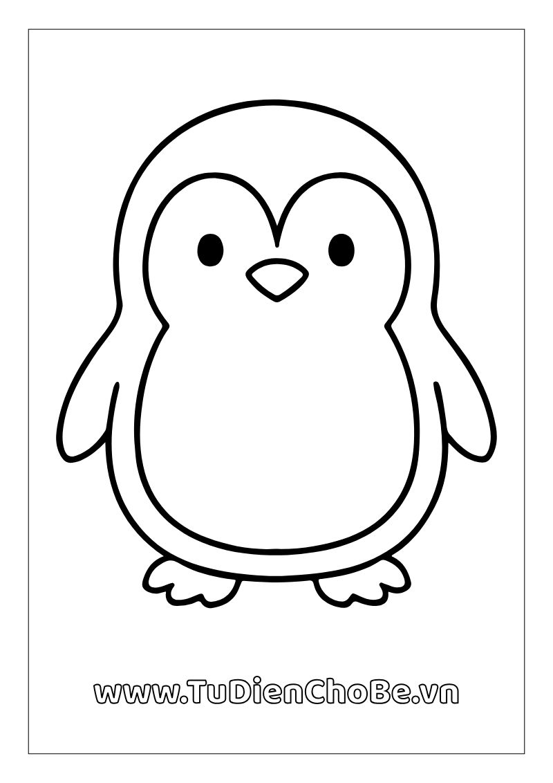 Tranh tô màu chim cánh cụt dễ thương cho bé, hình vẽ rõ nét, dễ tô màu, miễn phí tải về