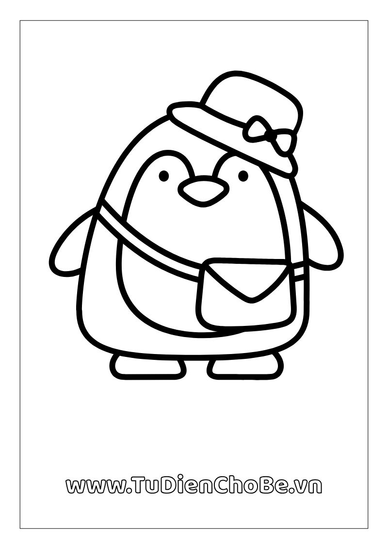 Tranh tô màu chim cánh cụt dễ thương cho bé, hình vẽ rõ nét, dễ tô màu, miễn phí tải về