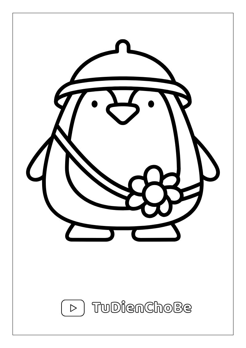 Tranh tô màu chim cánh cụt dễ thương cho bé, hình vẽ rõ nét, dễ tô màu, miễn phí tải về