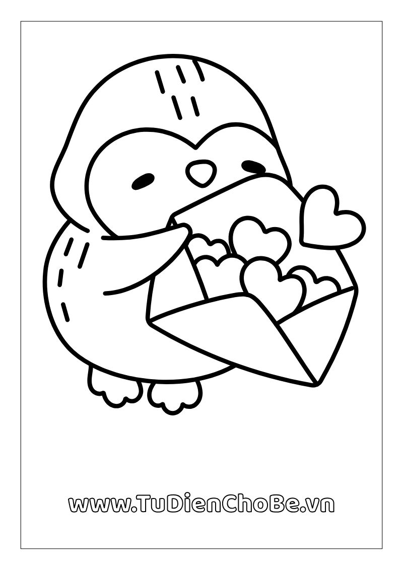 Tranh tô màu chim cánh cụt dễ thương cho bé, hình vẽ rõ nét, dễ tô màu, miễn phí tải về