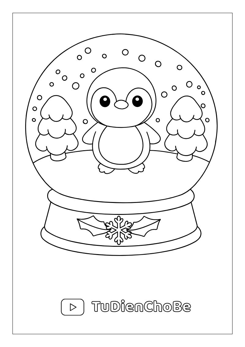 Tranh tô màu chim cánh cụt dễ thương cho bé, hình vẽ rõ nét, dễ tô màu, miễn phí tải về