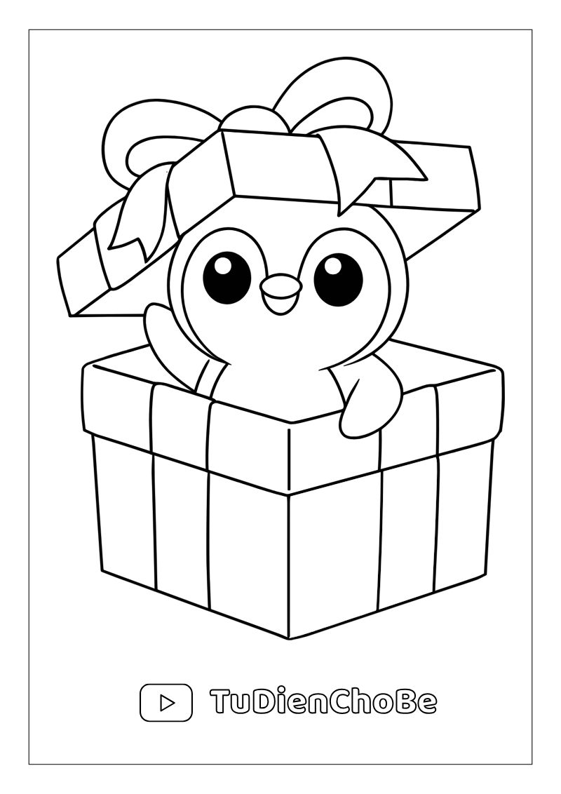 Tranh tô màu chim cánh cụt dễ thương cho bé, hình vẽ rõ nét, dễ tô màu, miễn phí tải về