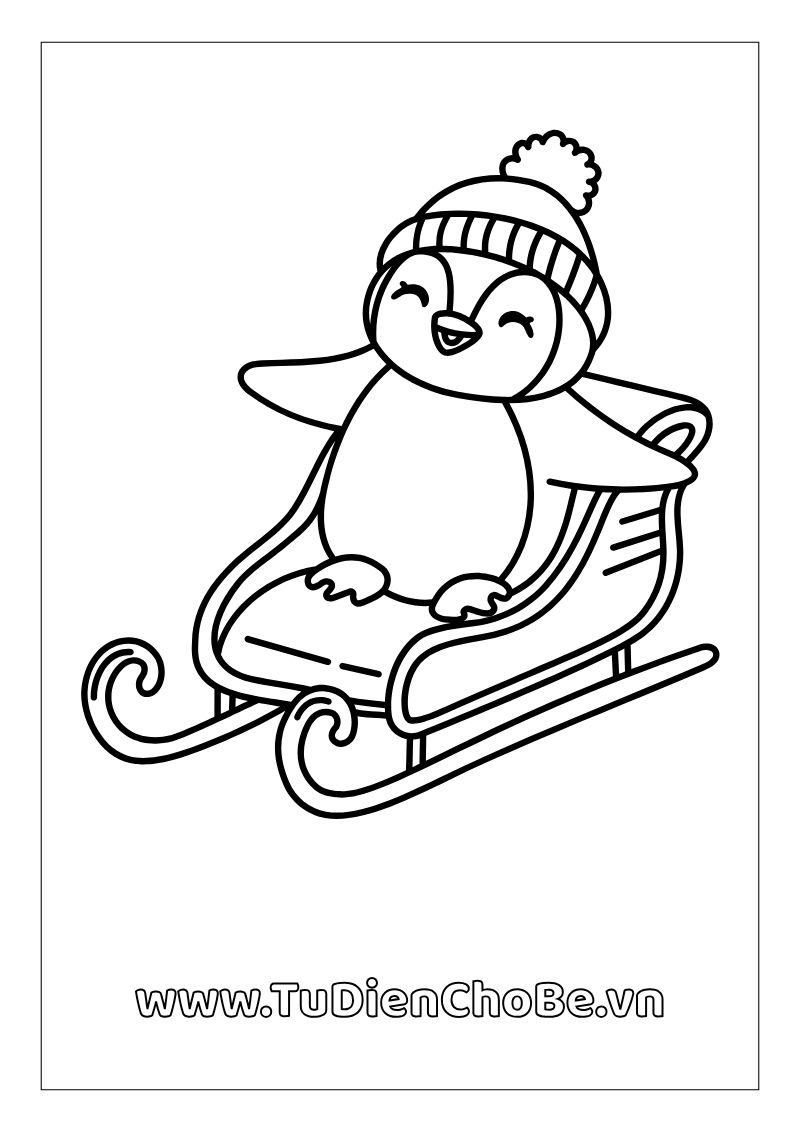 Tranh tô màu chim cánh cụt dễ thương cho bé, hình vẽ rõ nét, dễ tô màu, miễn phí tải về