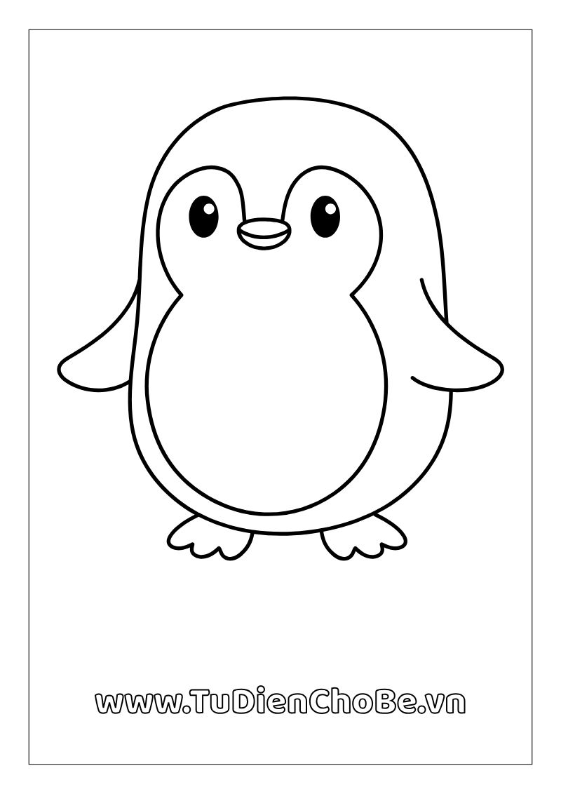 Tranh tô màu chim cánh cụt dễ thương cho bé, hình vẽ rõ nét, dễ tô màu, miễn phí tải về