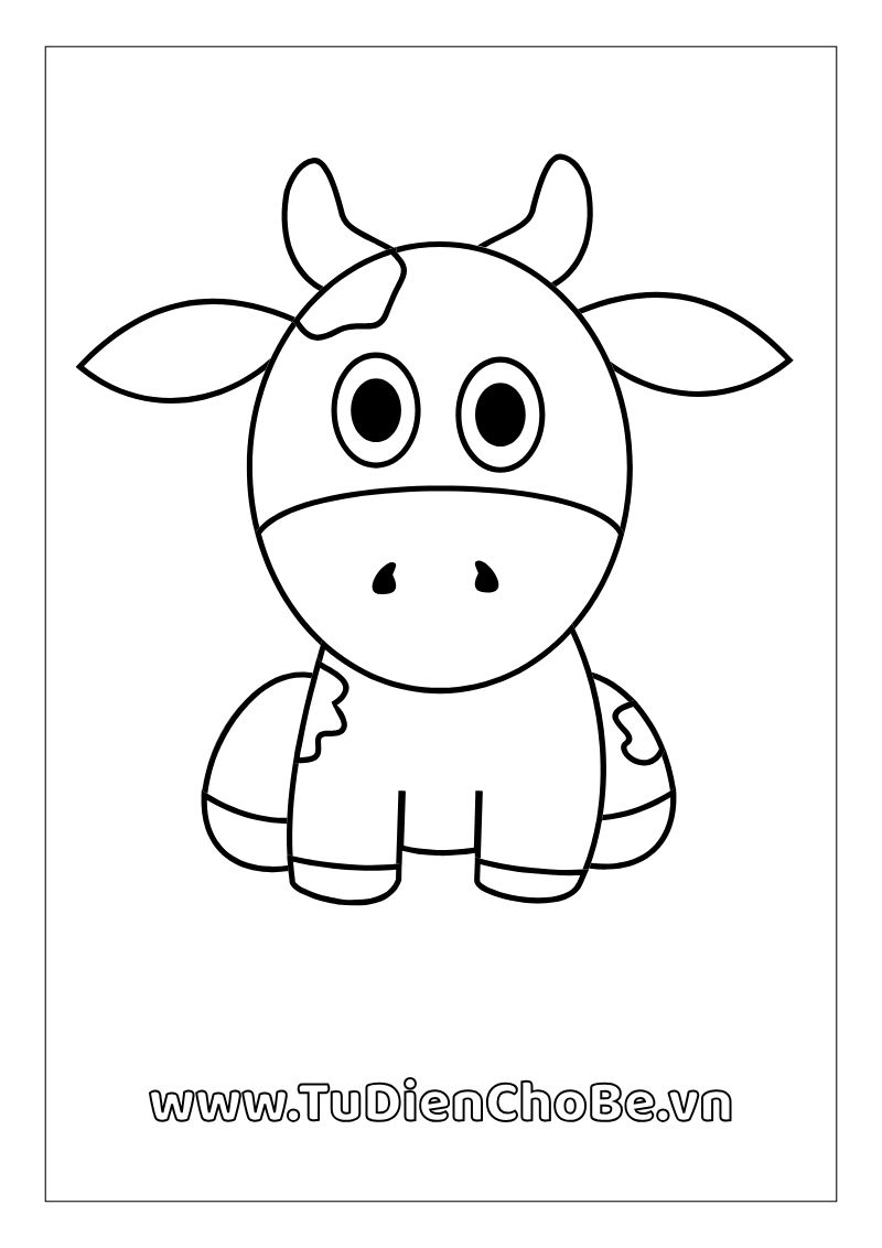 Tranh tô màu con bò dễ thương cho bé – hình con bò ngộ nghĩnh giúp bé học vẽ và nhận biết động vật nông trại