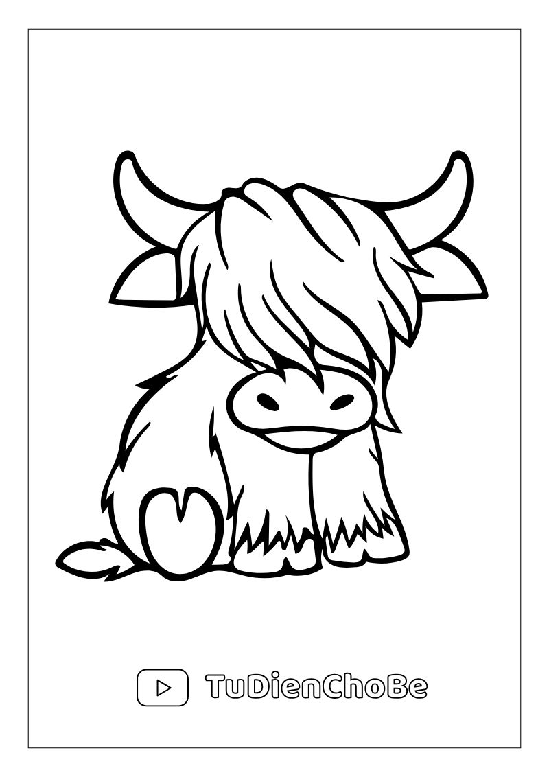 Tranh tô màu con bò dễ thương cho bé – hình con bò ngộ nghĩnh giúp bé học vẽ và nhận biết động vật nông trại