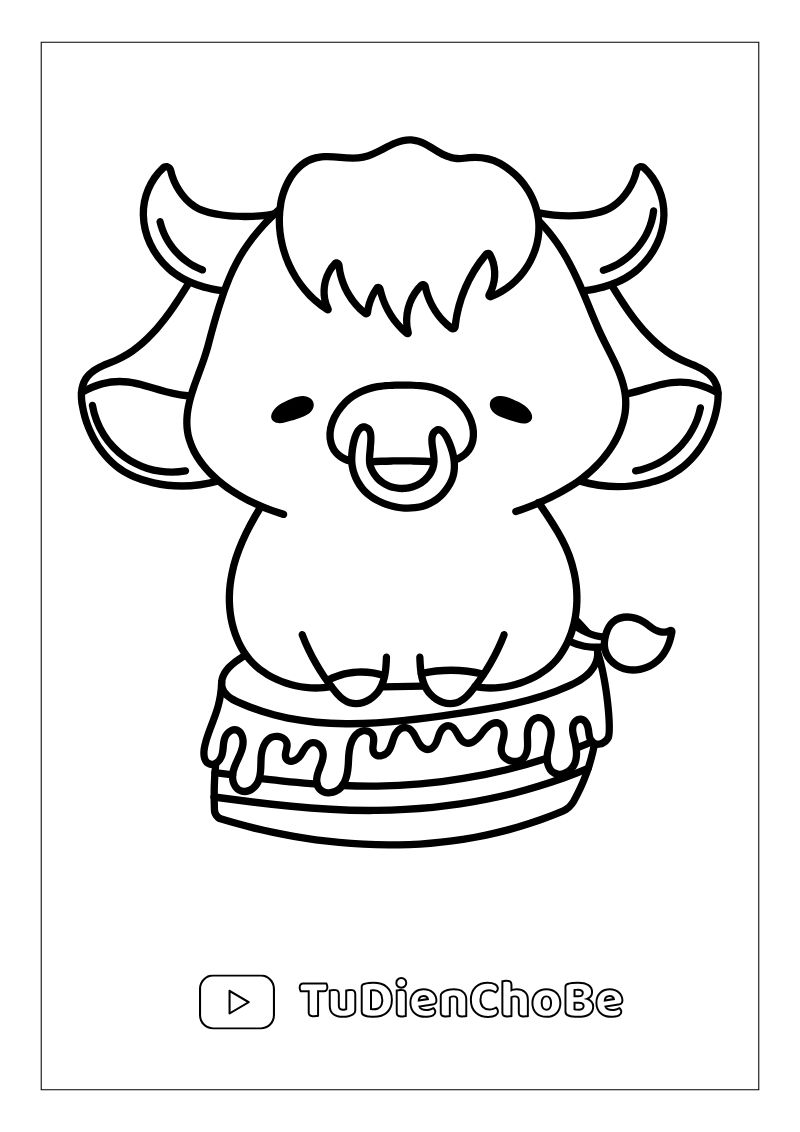 Tranh tô màu con bò dễ thương cho bé – hình con bò ngộ nghĩnh giúp bé học vẽ và nhận biết động vật nông trại