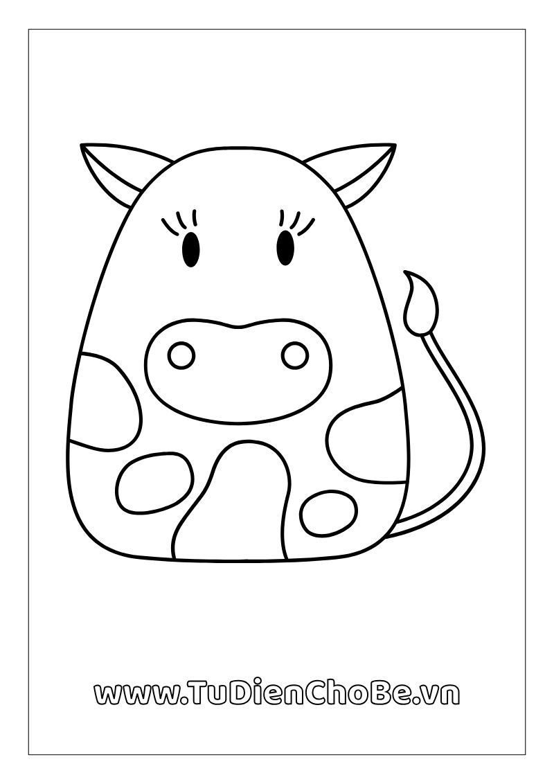 Tranh tô màu con bò dễ thương cho bé – hình con bò ngộ nghĩnh giúp bé học vẽ và nhận biết động vật nông trại