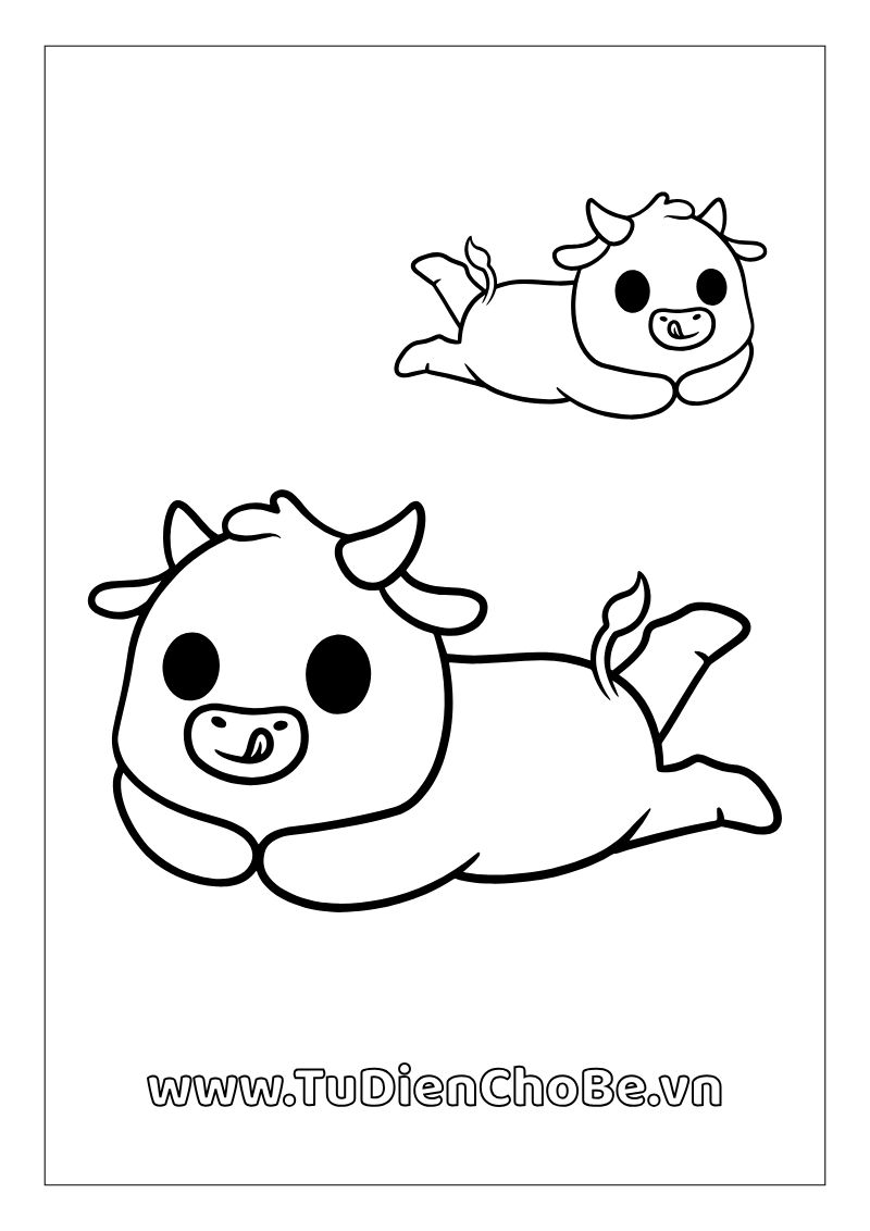 Tranh tô màu con bò dễ thương cho bé – hình con bò ngộ nghĩnh giúp bé học vẽ và nhận biết động vật nông trại