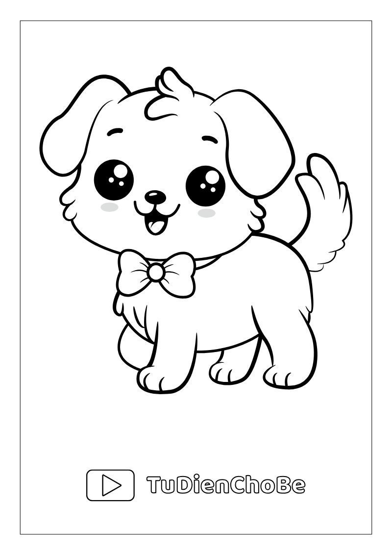 Tranh tô màu con chó dễ thương cho bé, hình chó ngộ nghĩnh đáng yêu miễn phí tải về