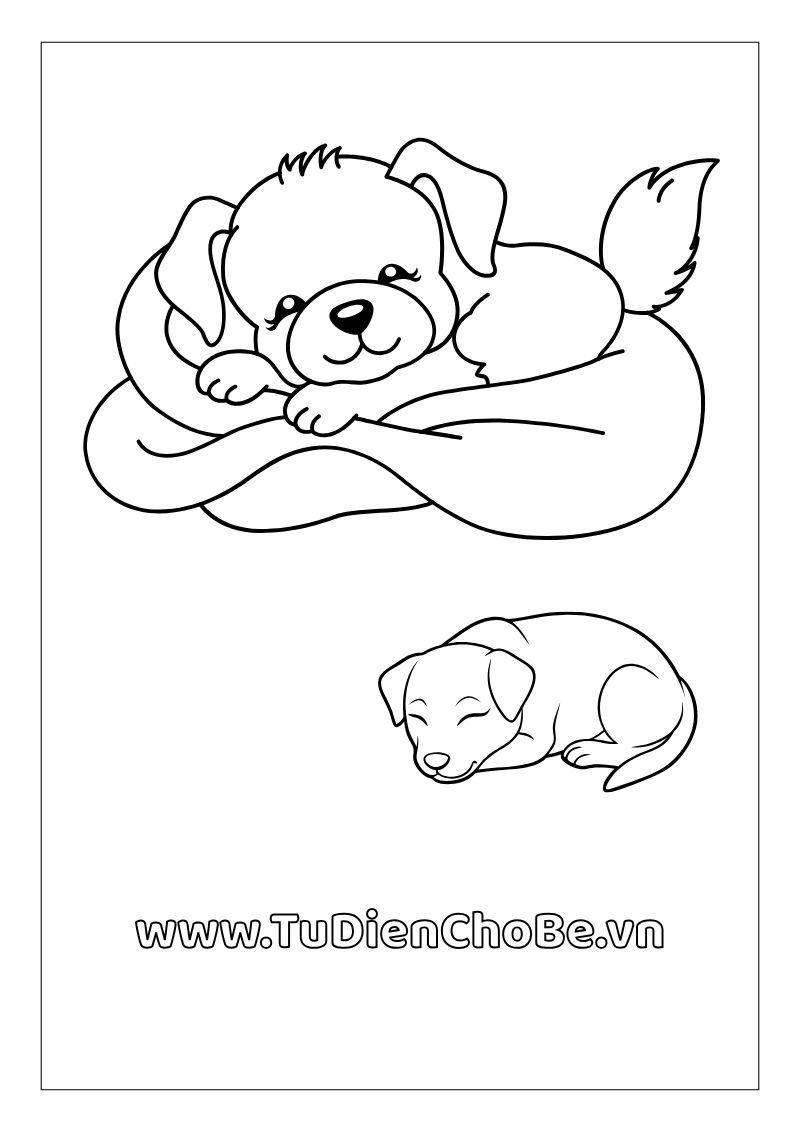 Tranh tô màu con chó dễ thương cho bé, hình chó ngộ nghĩnh đáng yêu miễn phí tải về