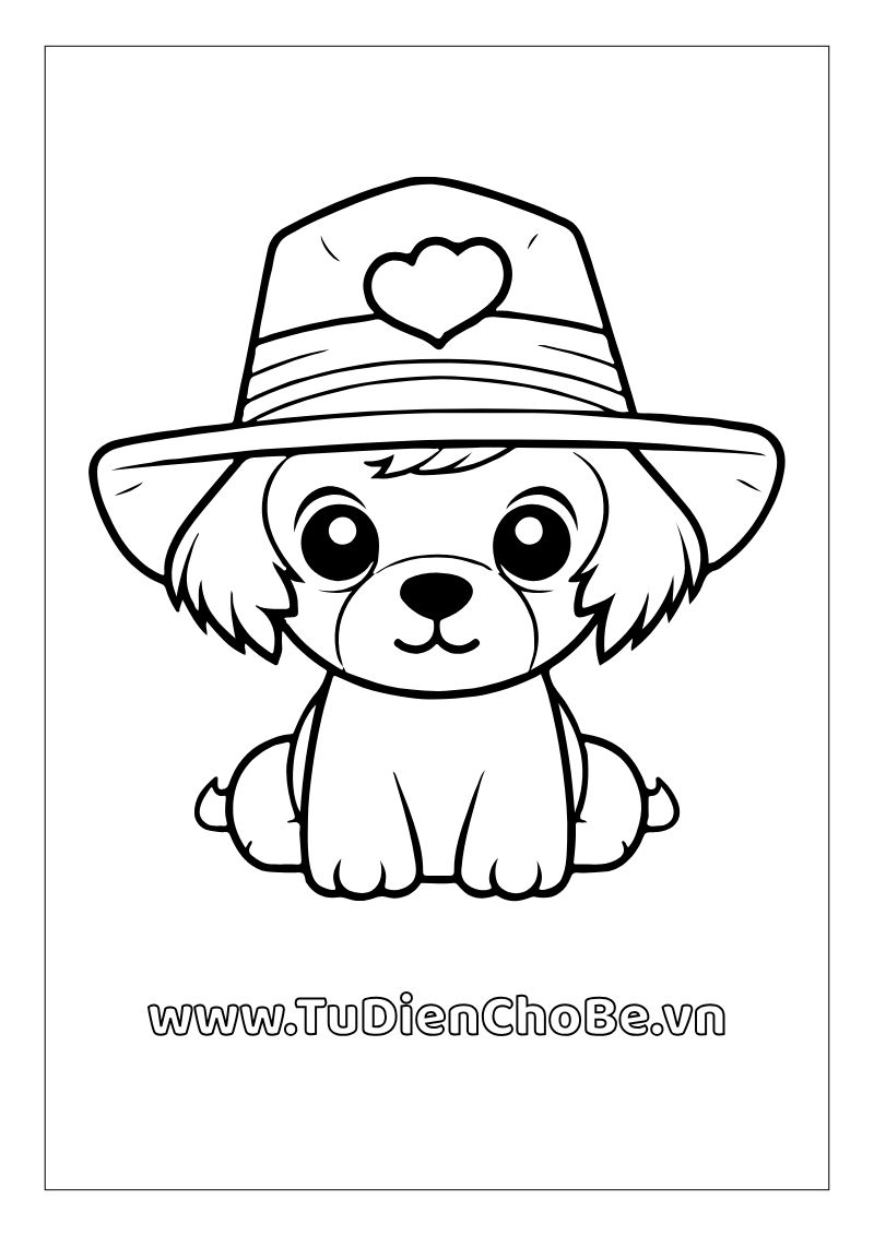 Tranh tô màu con chó dễ thương cho bé, hình chó ngộ nghĩnh đáng yêu miễn phí tải về