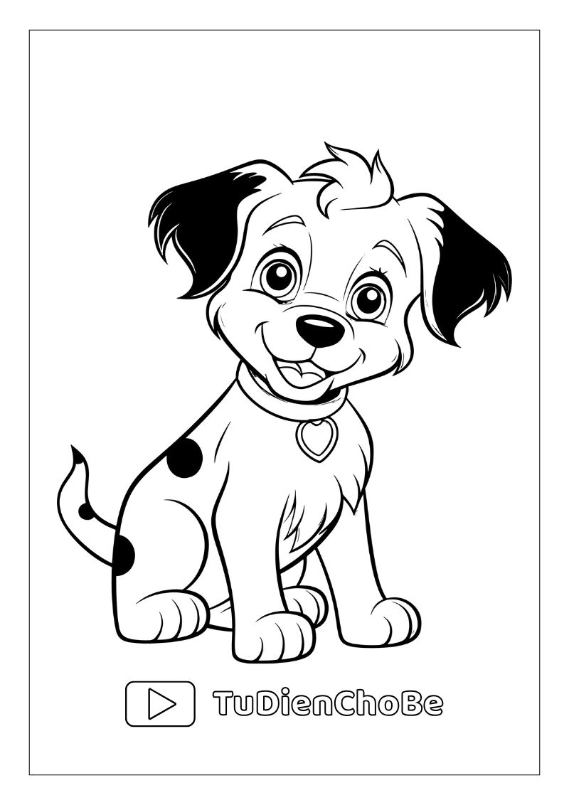 Tranh tô màu con chó dễ thương cho bé, hình chó ngộ nghĩnh đáng yêu miễn phí tải về