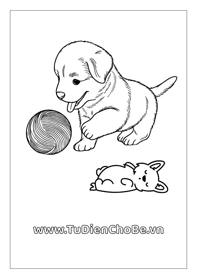 Tranh tô màu con chó dễ thương cho bé, hình chó ngộ nghĩnh đáng yêu miễn phí tải về