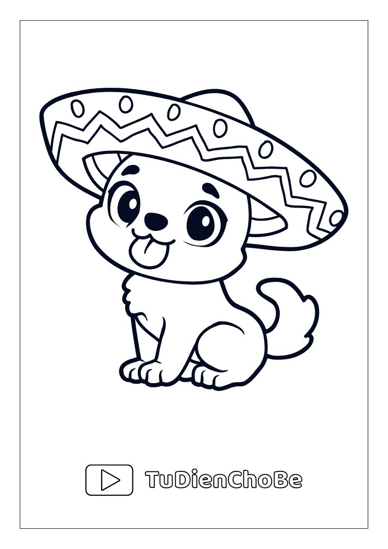 Tranh tô màu con chó dễ thương cho bé, hình chó ngộ nghĩnh đáng yêu miễn phí tải về