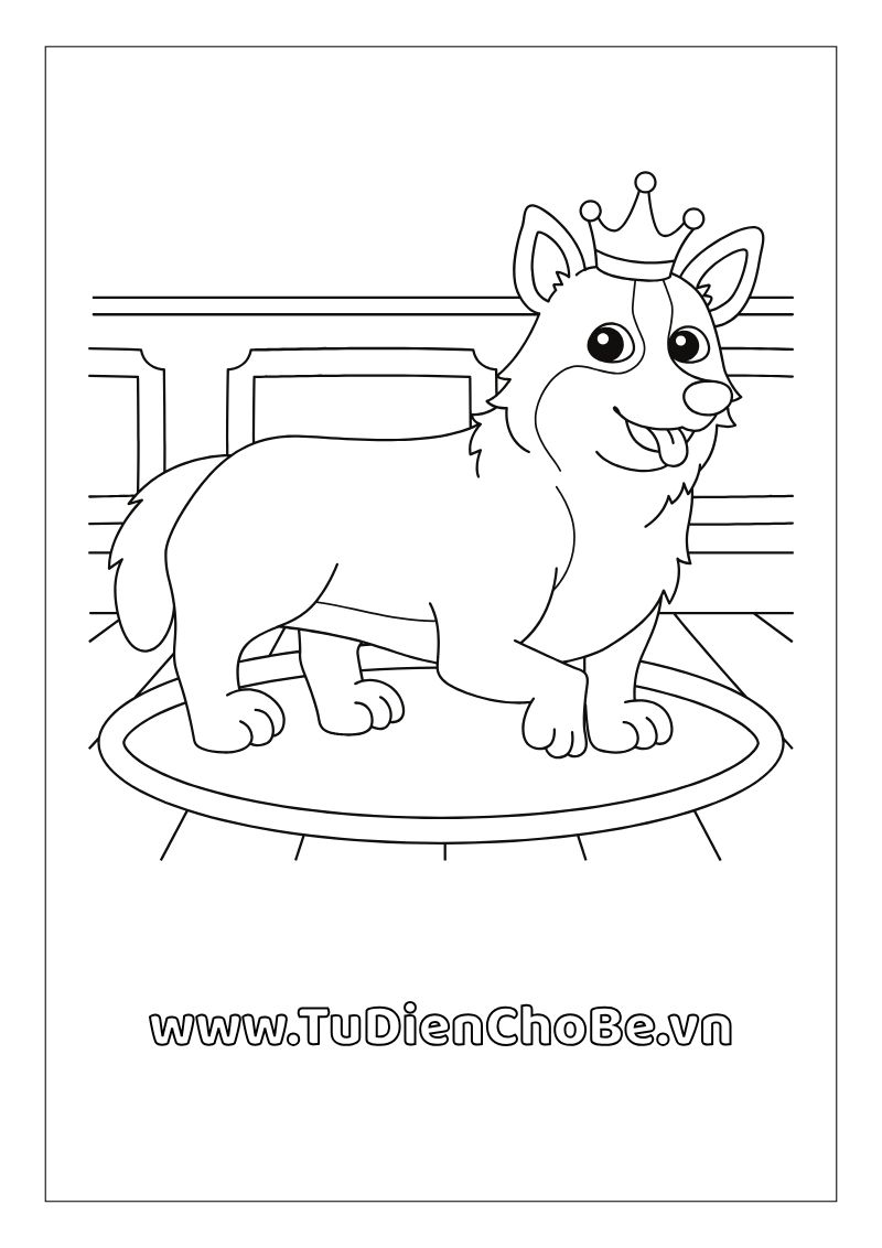 Tranh tô màu con chó dễ thương cho bé, hình chó ngộ nghĩnh đáng yêu miễn phí tải về