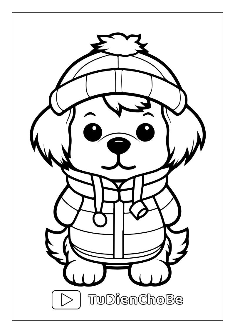 Tranh tô màu con chó dễ thương cho bé, hình chó ngộ nghĩnh đáng yêu miễn phí tải về
