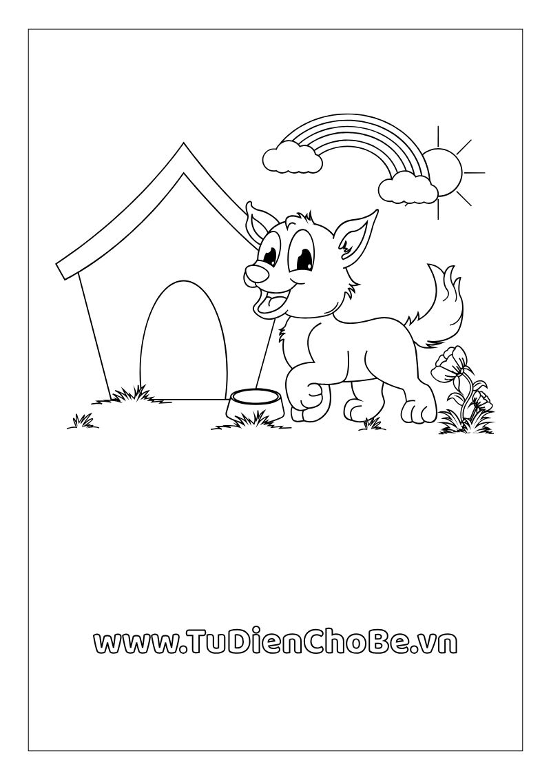Tranh tô màu con chó dễ thương cho bé, hình chó ngộ nghĩnh đáng yêu miễn phí tải về