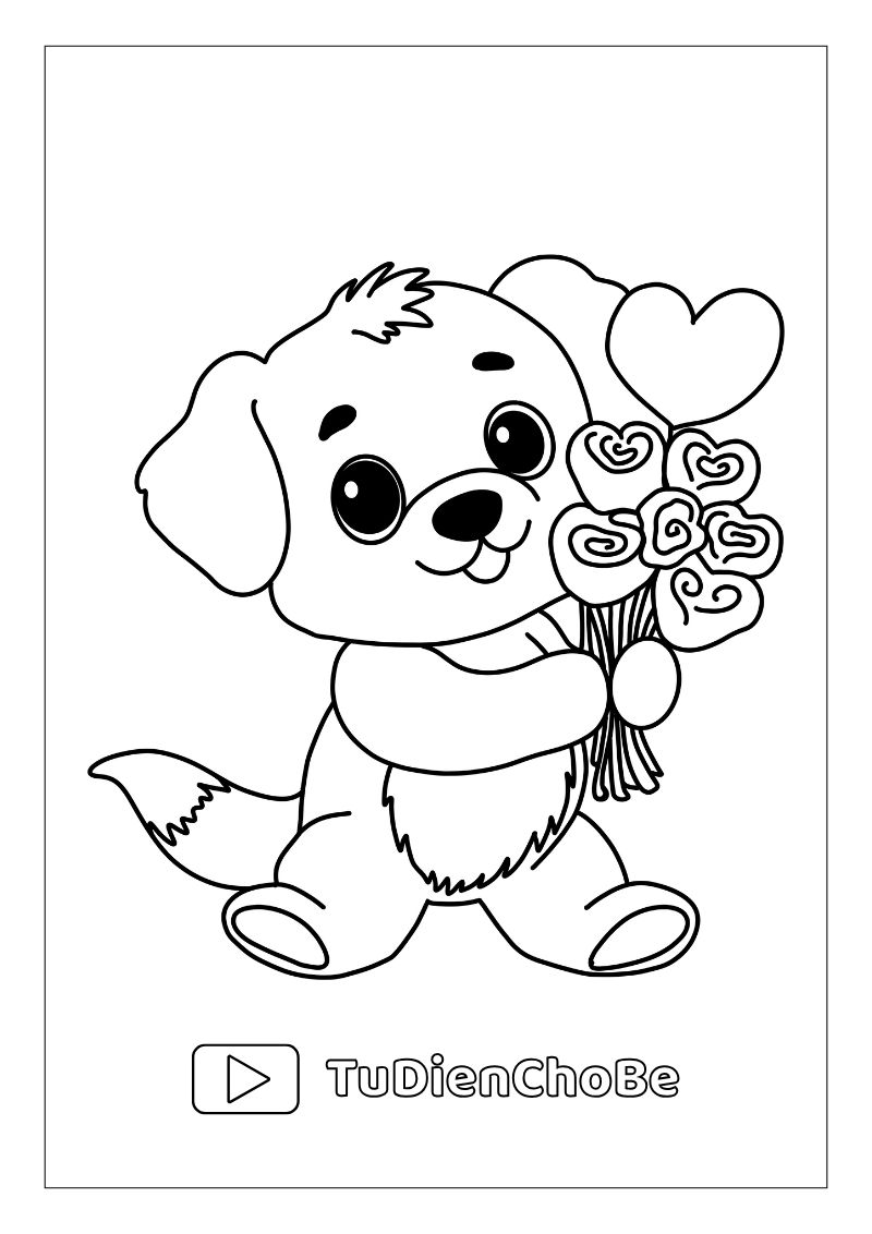 Tranh tô màu con chó dễ thương cho bé, hình chó ngộ nghĩnh đáng yêu miễn phí tải về