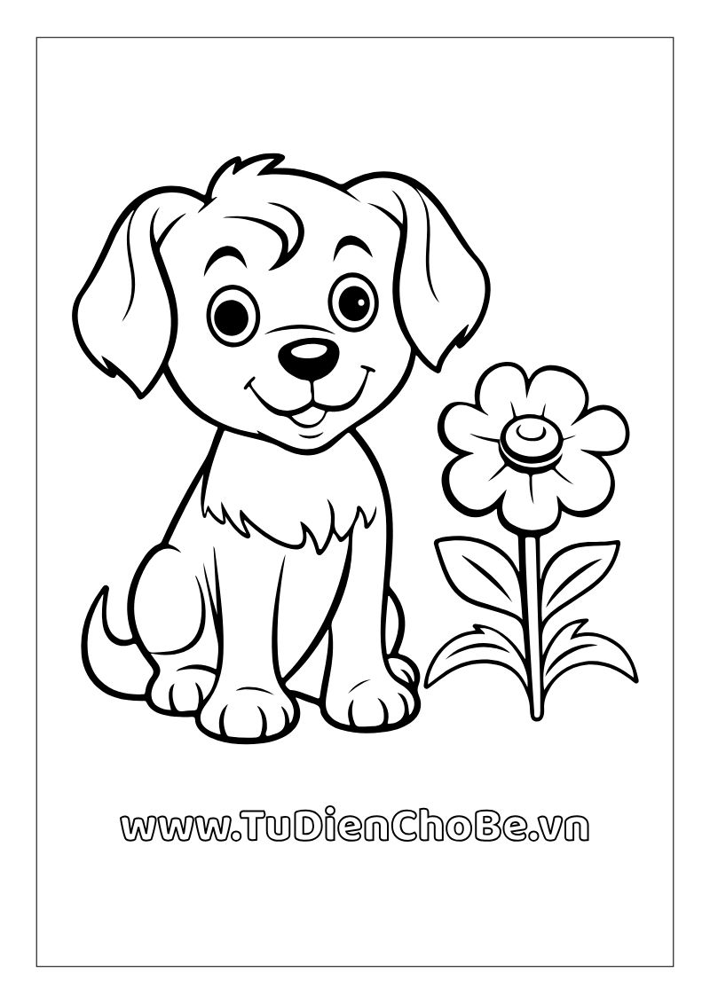 Tranh tô màu con chó dễ thương cho bé, hình chó ngộ nghĩnh đáng yêu miễn phí tải về