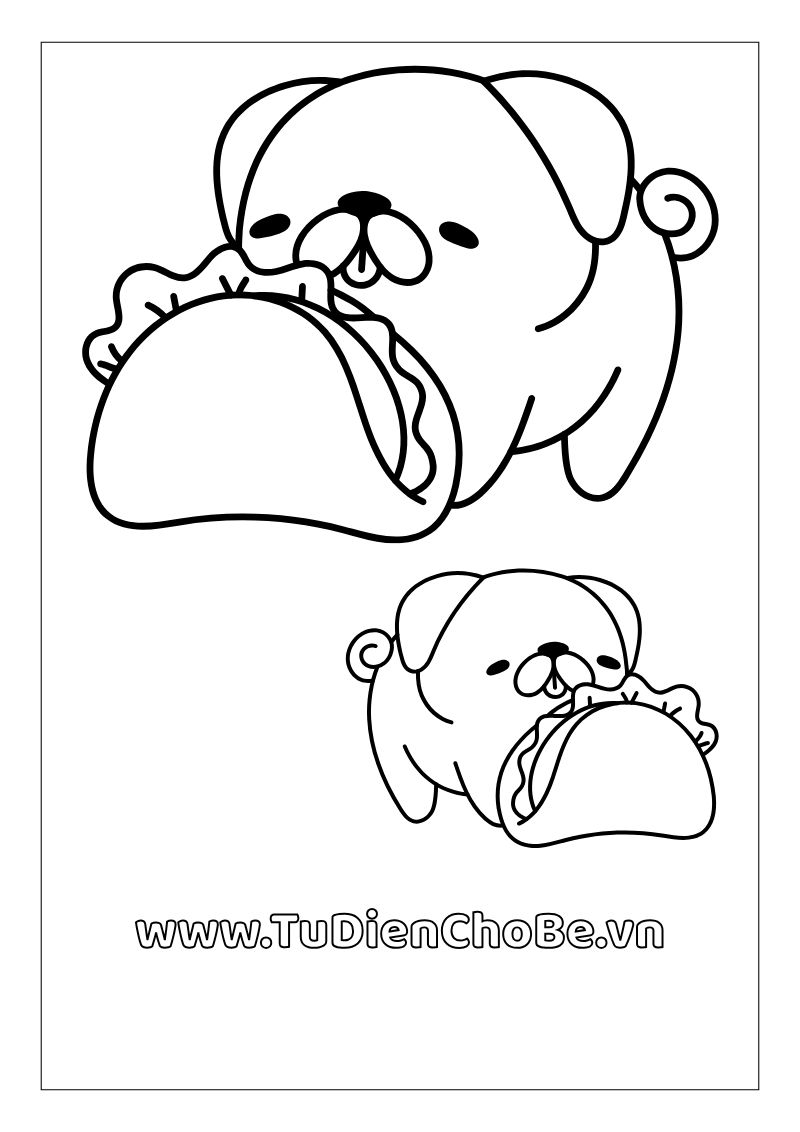 Tranh tô màu con chó dễ thương cho bé, hình chó ngộ nghĩnh đáng yêu miễn phí tải về