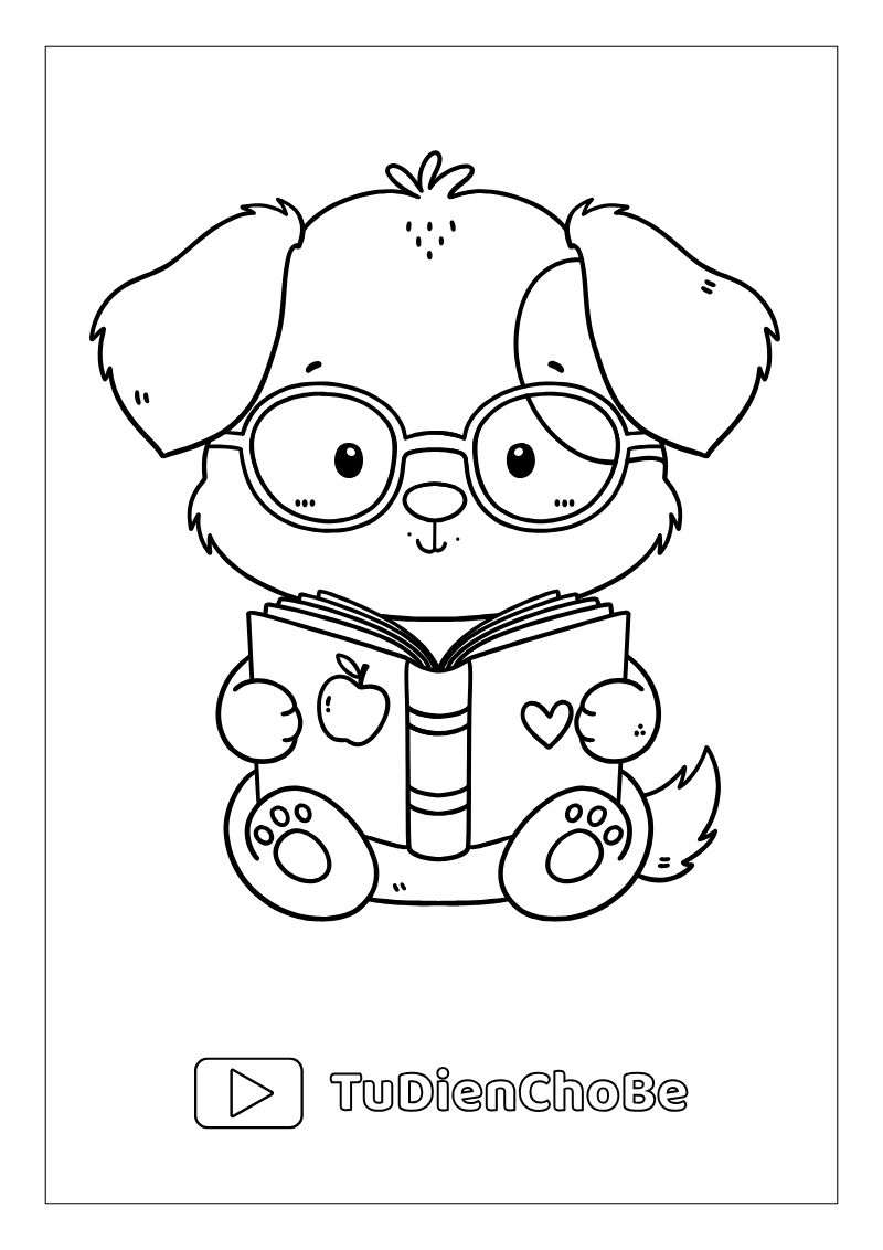 Tranh tô màu con chó dễ thương cho bé, hình chó ngộ nghĩnh đáng yêu miễn phí tải về