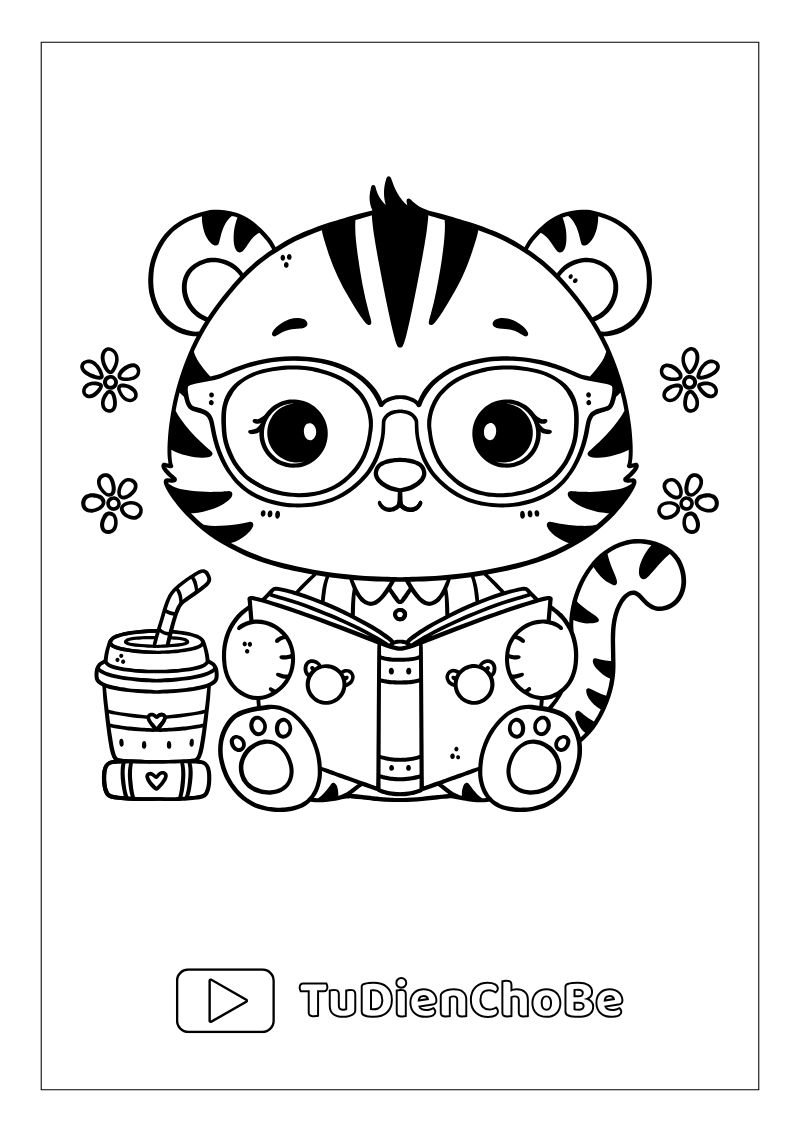 Tranh tô màu con hổ cho bé, hình hổ ngộ nghĩnh rõ nét, miễn phí tải về