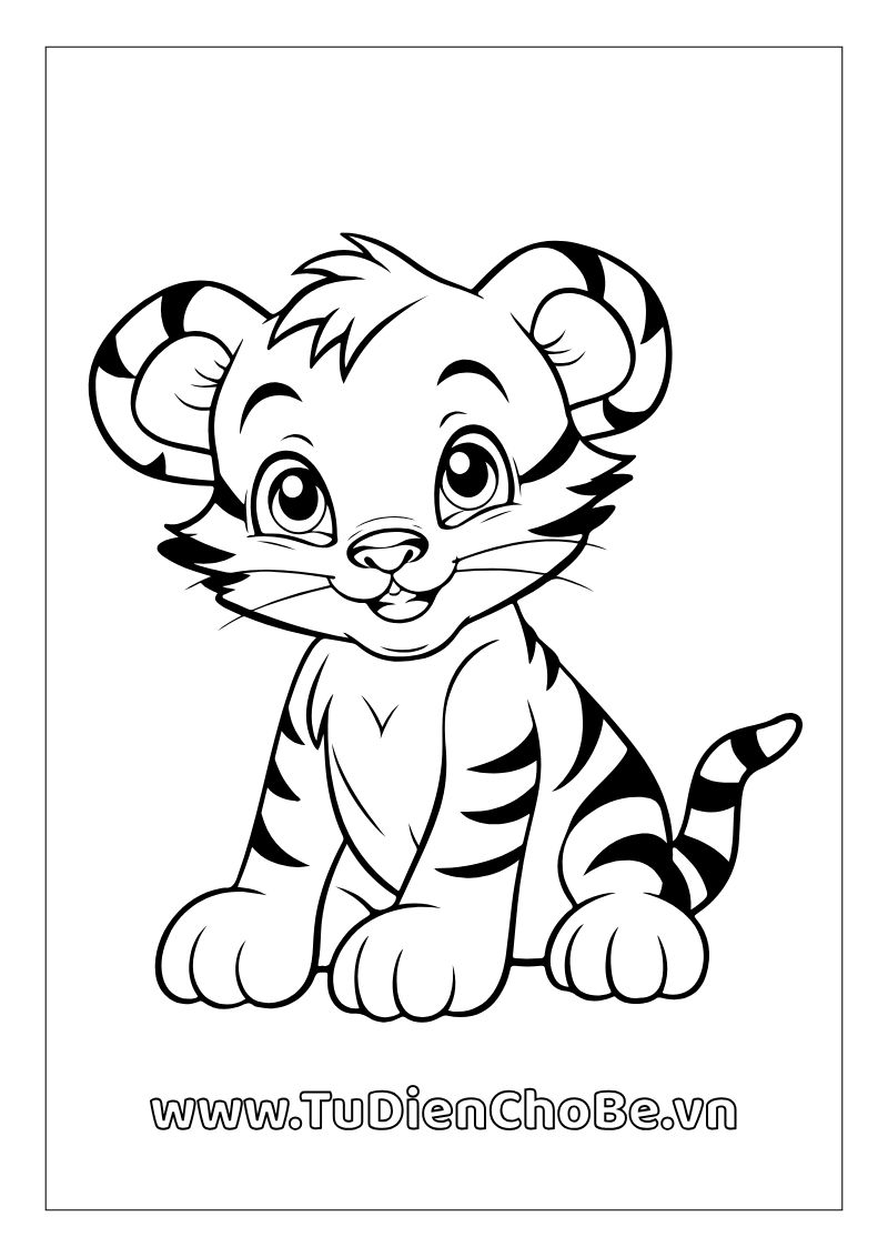 Tranh tô màu con hổ cho bé, hình hổ ngộ nghĩnh rõ nét, miễn phí tải về