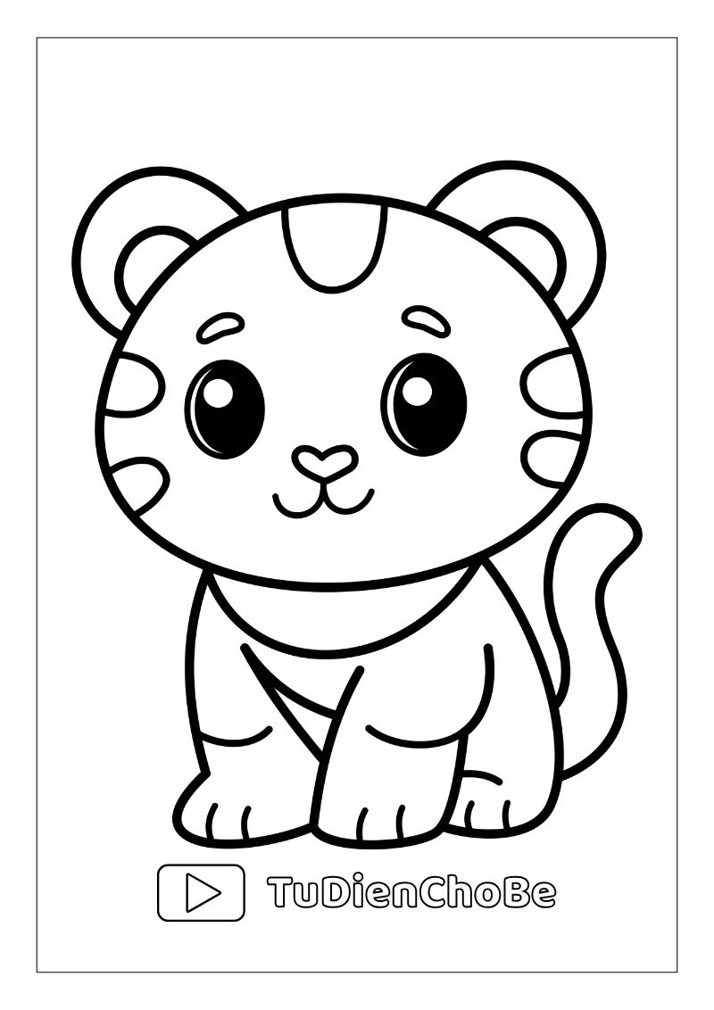 Tranh tô màu con hổ cho bé, hình hổ ngộ nghĩnh rõ nét, miễn phí tải về