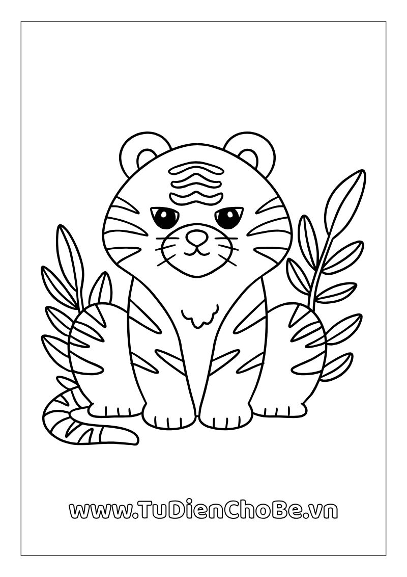 Tranh tô màu con hổ cho bé, hình hổ ngộ nghĩnh rõ nét, miễn phí tải về