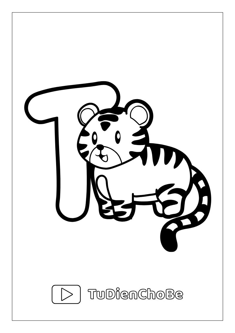 Tranh tô màu con hổ cho bé, hình hổ ngộ nghĩnh rõ nét, miễn phí tải về