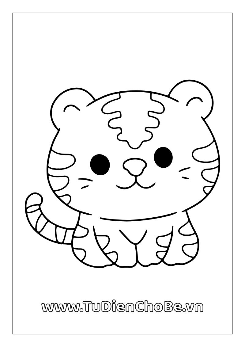 Tranh tô màu con hổ cho bé, hình hổ ngộ nghĩnh rõ nét, miễn phí tải về