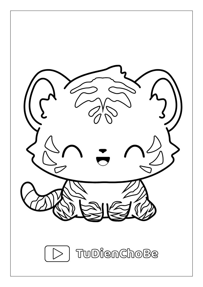 Tranh tô màu con hổ cho bé, hình hổ ngộ nghĩnh rõ nét, miễn phí tải về