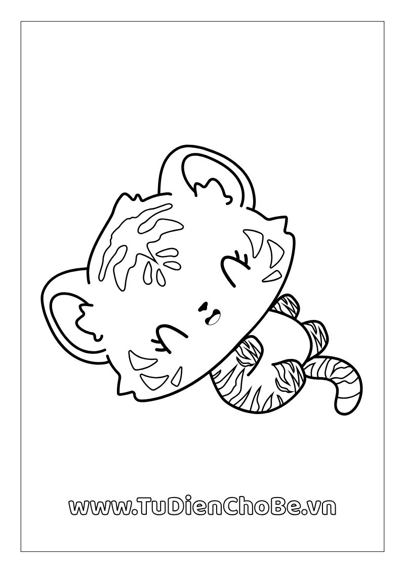 Tranh tô màu con hổ cho bé, hình hổ ngộ nghĩnh rõ nét, miễn phí tải về