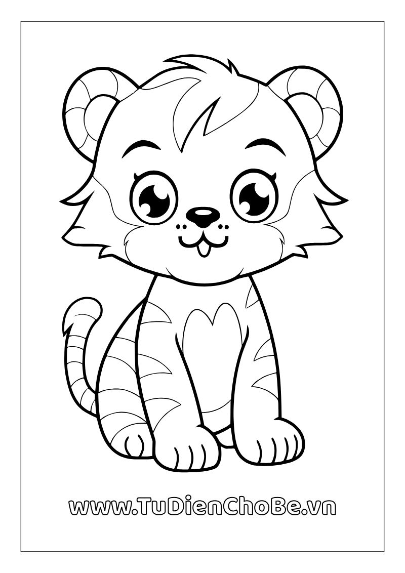 Tranh tô màu con hổ cho bé, hình hổ ngộ nghĩnh rõ nét, miễn phí tải về