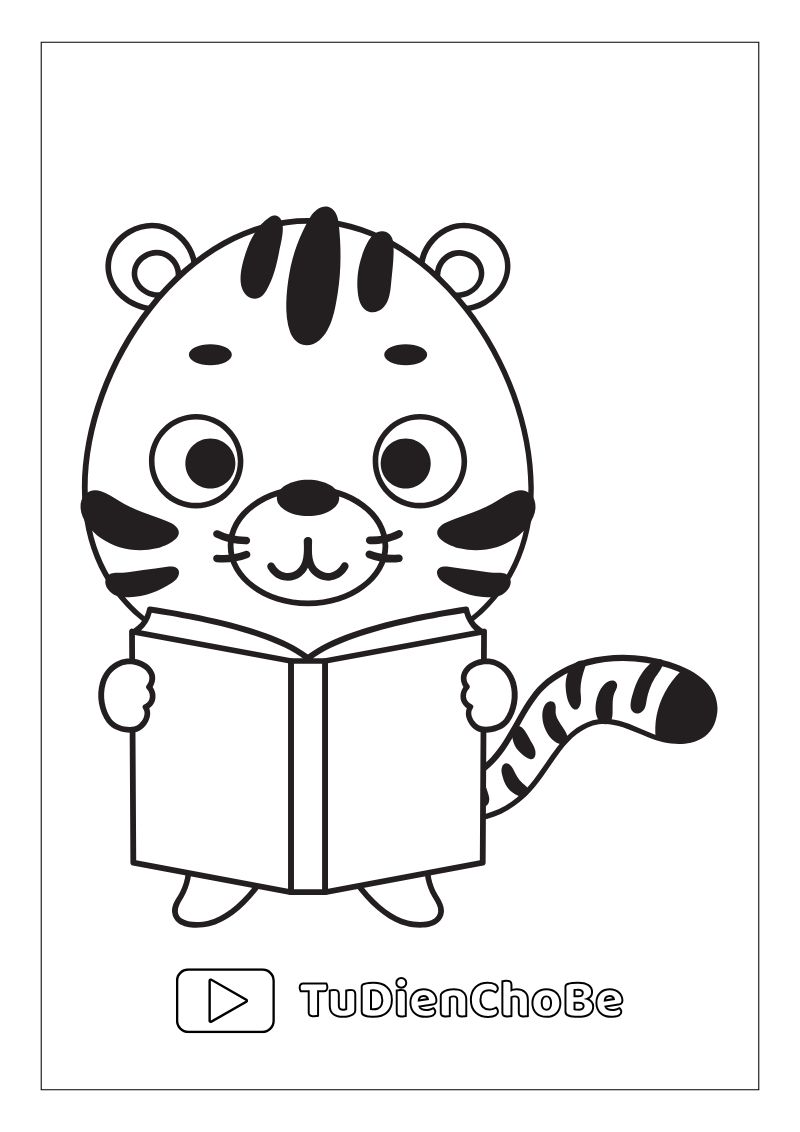 Tranh tô màu con hổ cho bé, hình hổ ngộ nghĩnh rõ nét, miễn phí tải về
